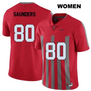 Women's NCAA Ohio State Buckeyes C.J. Saunders #80 College Stitched Elite Authentic Nike Red Football Jersey PC20K55VA